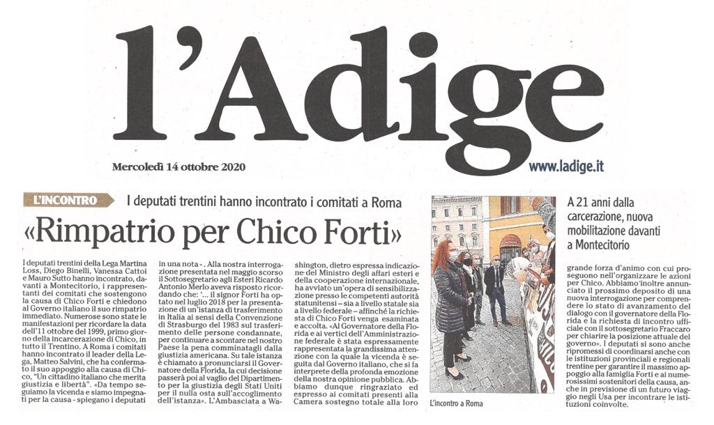 L’Adige: “rimpatrio per Chico Forti”