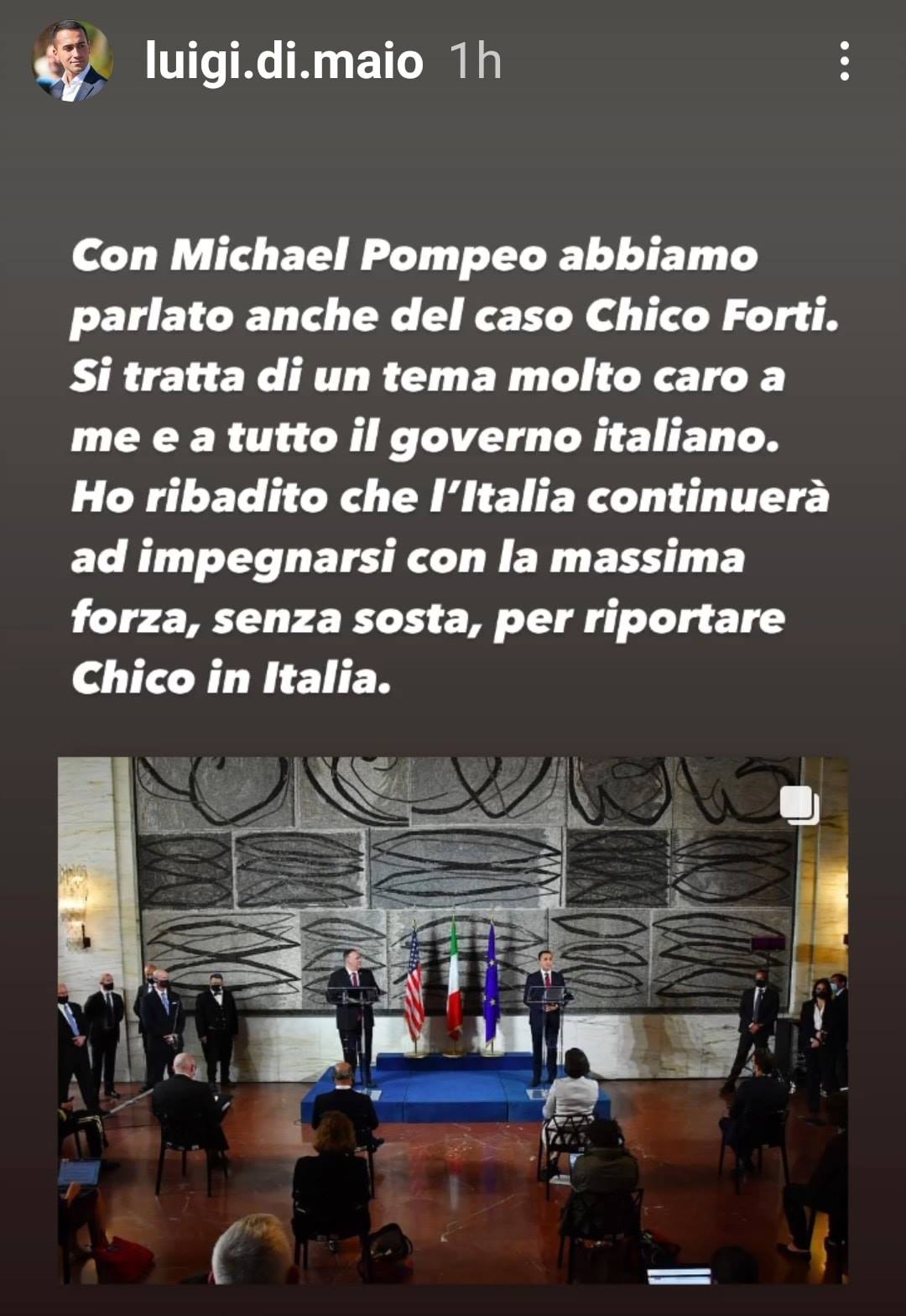 Di Maio dopo il colloquio con Mike Pompeo