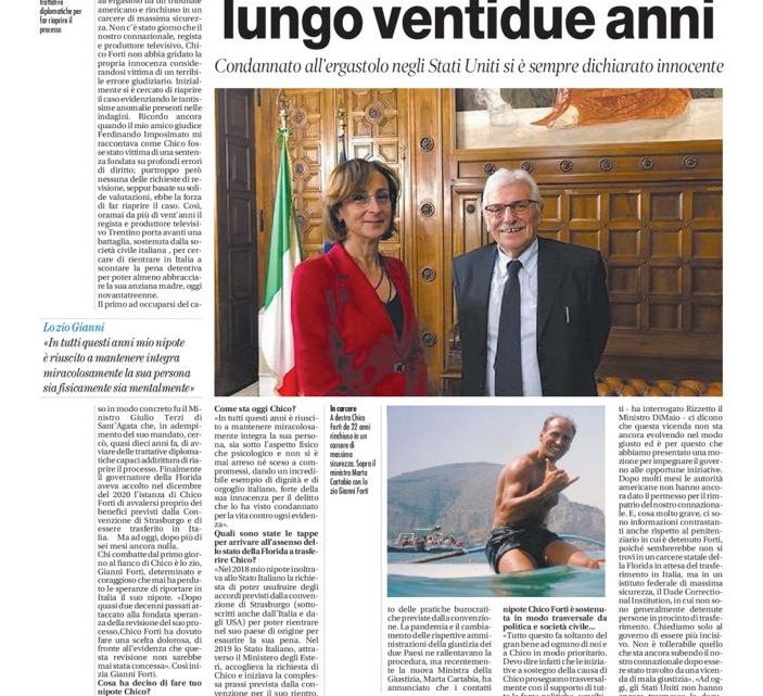 IL TEMPO – “Chico Forti, calvario lungo ventidue anni”