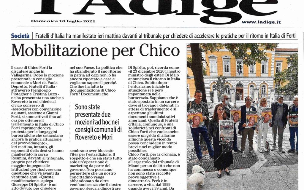 L’ADIGE – Mobilitazione per Chico