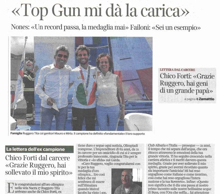 CORRIERE DEL TRENTINO – Chico Forti: “Grazie Ruggero, hai geni di un grande papà”