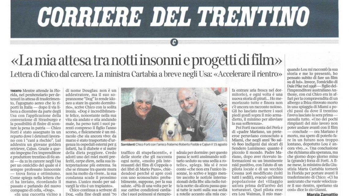 CORRIERE DEL TRENTINO – “La mia attesa tra notti insonni e progetti di film”