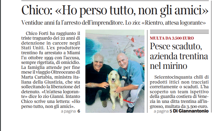 CORRIERE DEL TRENTINO – “Chico: più ricco di prima, ho milioni di amici”