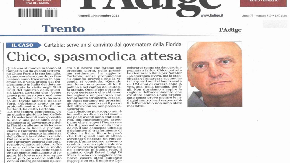 L’ADIGE – “Chico, spasmodica attesa”