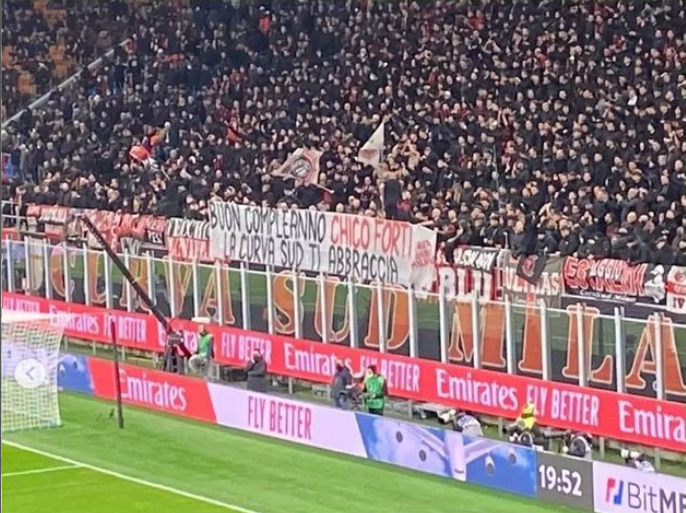 MILAN – Curva Sud fa gli auguri di compleanno a Chico Forti