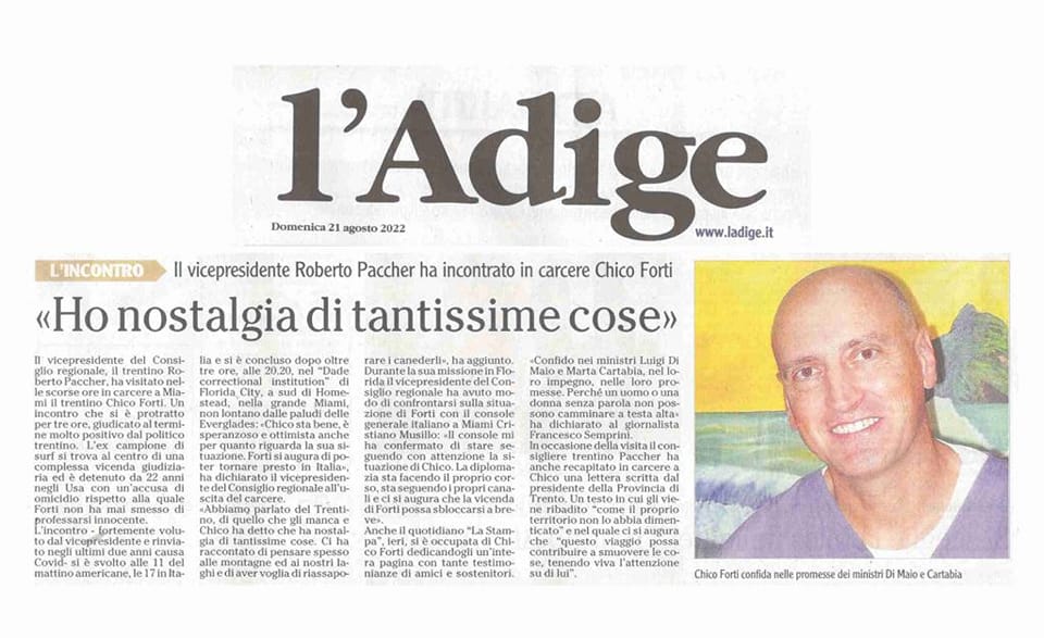 L’ADIGE – “Ho nostalgia di tantissime cose”