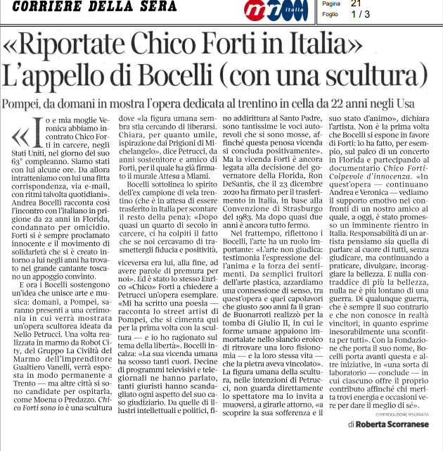 ILGIORNALE.IT – “Riportatelo quanto prima in Italia”. L’appello di Bocelli per Chico Forti