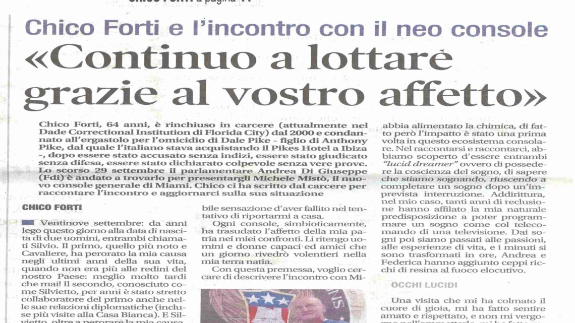 LIBERO – Chico Forti scrive a Libero