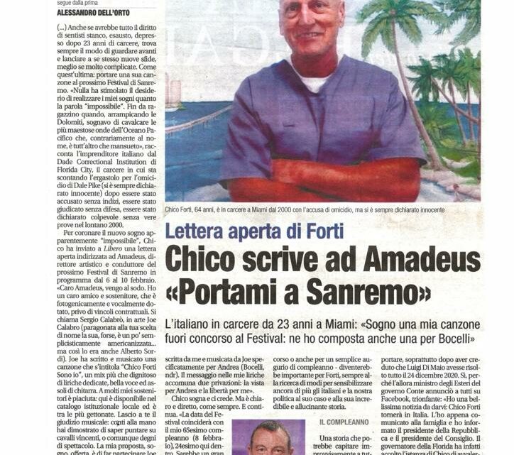 LIBERO – Chico scrive ad Amadeus “portami a Sanremo”